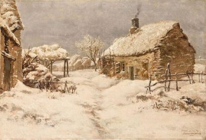 null Charles Ferdinand CERAMANO (1829-1909) Paysage de neige Huile sur toile Signé...