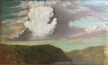 null Louis CABAT (1812-1893) Etude de ciel Huile sur toile Signé en bas à droite...