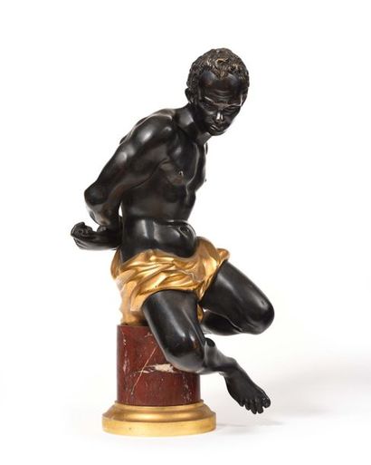 null D'après Pietro TACCA (1577-1640) Esclave maure enchaîné Bonze à patine noire...