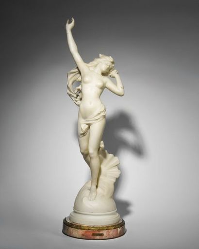 null Edouard DROUOT (1859-1945) Aurora ou le Réveil Sculpture en marbre blanc signé...