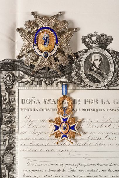 null ESPAGNE ORDRE DE CHARLES III, créé en 1771. Ensemble de grand-croix de Prosper...