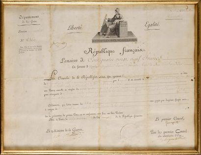  Brevet de pension de 189 francs au nom de la veuve de Jean Le Boudidier, veuve d’un...