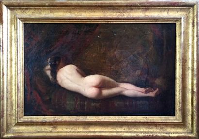 null Benoît H. MOLIN (1810-1894) Nu allongé Huile sur toile 29 x 48 cm (accident...