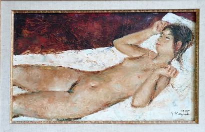 null Ensemble de trois huiles sur toile représentant des femmes nues