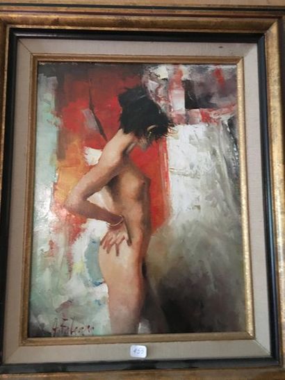 null Ensemble de trois huiles sur toile représentant des femmes nues
