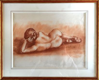 null Ensemble de deux dessins, un pastel, une gravure et une aquarelle