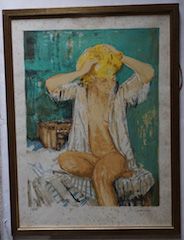 null PIERRE LETELLIER (1928-2000) Femme blonde assise, lithographie Signée en bas...