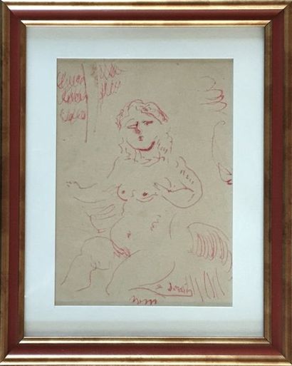 null ANDRE DERAIN (1880-1954) Femme nue Dessin encre rouge Signé en bas à droite...