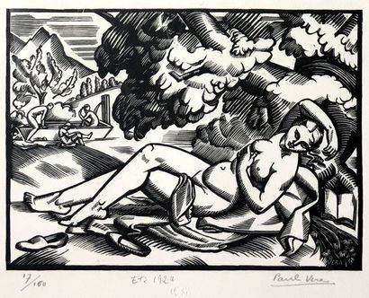 null PAUL VERA (1882-1957) - Été 1924 - Baigneur 1928 - Été 1922 Lot de trois gravures...