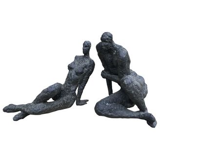 null HELENE JOUSSE (XXe) Couple Lot de deux sculptures en bronze Signées et numérotées...