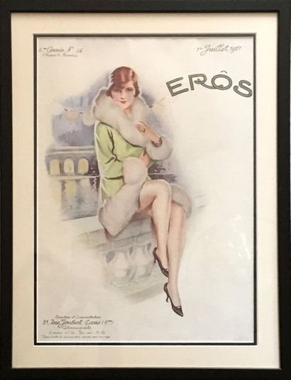 null - LOUIS ICART (1888-1950) Femme étendue sur une fourrure Gravure Signée en bas...