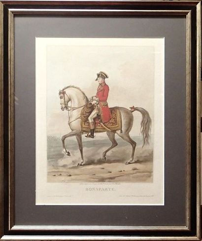 null D’après CARLE VERNET (1758-1836) Le 1er Consul Bonaparte à cheval Gravure en...