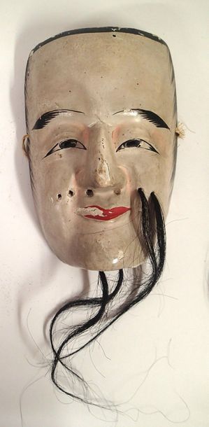 null JAPON Deux masques de Nô XIXème siècle 16 x 10 et 16 x 12 cm (éclats et man...