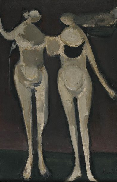 null ALFRED ABERDAM (1894-1963) Figures blanches, 1954 Huile sur toile Signée en...