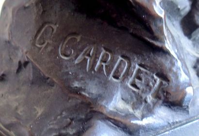 null Georges GARDET (1863-1939) Tigre sur un rocher Bronze à patine brune. Signé...