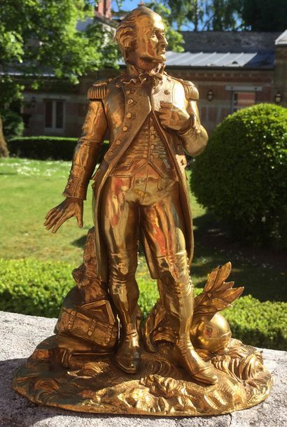 null ECOLE ANGLAISE du XIXème siècle Georges Washington Bronze doré Haut : 25 cm