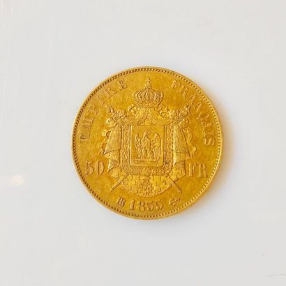 null PIÈCE en or jaune de 50 Francs au profil de Napoléon III tête nue datant de...