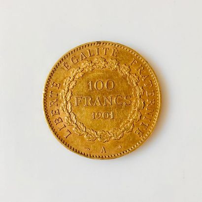 null PIÈCE en or jaune de 100 Francs à l’effigie du Génie ailé de la République datant...