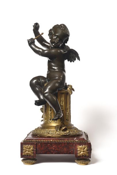 null Jean-Baptiste PIGALLE (1714-1785) (Dans le gout de) Angelot Bronze à patine...