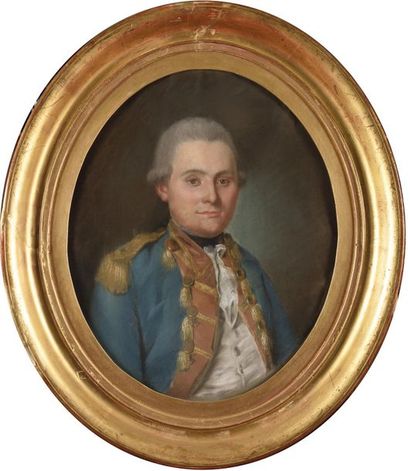 null E cole française du XVIII e siècle. « Portrait d’un officier du bataillon de...