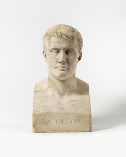 null CHAUDET , d’après. « L’Empereur Napoléon Ier » Buste en hermès en marbre, gravé...