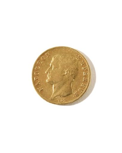 null Pièce en or 900 millièmes de 20 Francs datant de 1806 au profil de l’empereur...