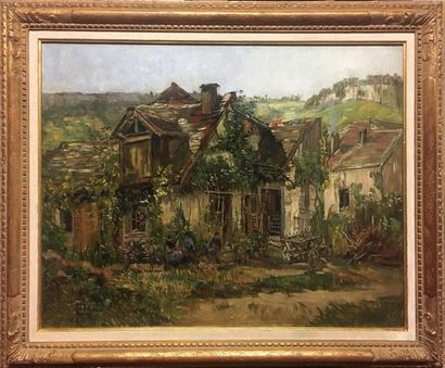 null Albert Lucien CADIX (XIX-XX) Scène de village Huile sur toile Signé en bas à...