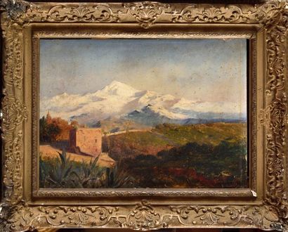 null Rodolphe ERNST (1854-1932) La Sierra Nevada, Etude Huile sur panneau Signé en...