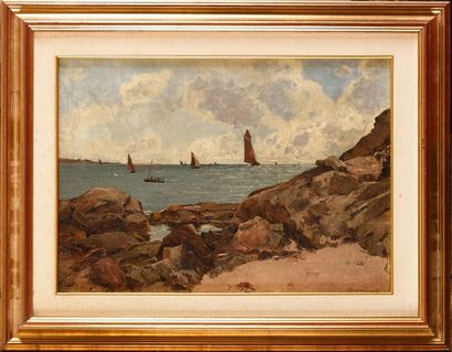 null Paul LECOMTE (1842-1920) Bord de mer Huile sur toile Signé en bas à droite 33...