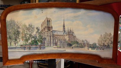 null Gabriel BRUN-BUISSON (1883-?) Vue sur Notre Dame de Paris Aquarelle Signé en...