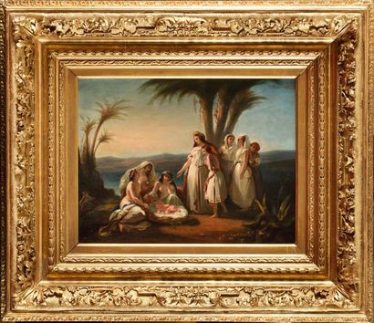 null Alexandre-Marie COLIN (1798-1875) Moïse sauvé des eaux Huile sur toile Signé...