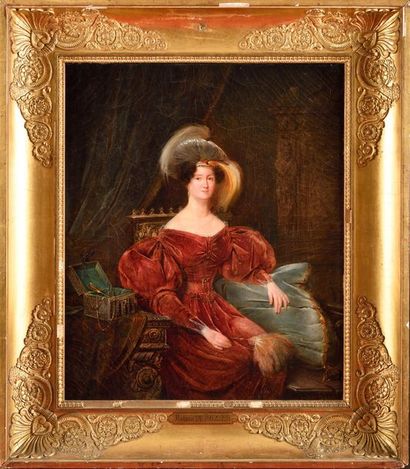 null Claude JACQUAND (1804-1878) Portrait de Madame de Rozier Huile sur toile Signé...