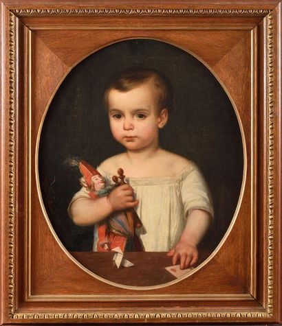 null Alexandre CABANEL (1823-1889) Portrait d'enfant aux jouets Huile sur toile Signé...