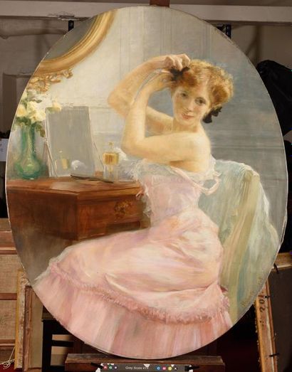 null André Félix ROBERTY (1877-1963) Femme à la toilette Huile sur toile Signé en...