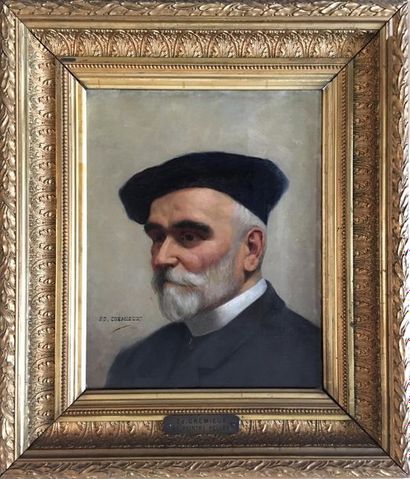 null Édouard CREMIEUX (1856-1944) Portrait du peintre Pellet Huile sur toile Signé...