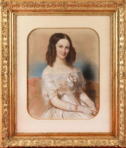 null Eugène GIRAUD (1806-1881) Portrait de femme Pastel Signé et daté en bas à gauche...