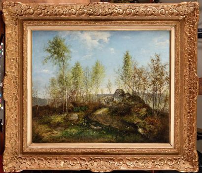 null Attribué à Charles DESHAYES (1831-1895) Forêt de Fontainebleau Huile sur toile...