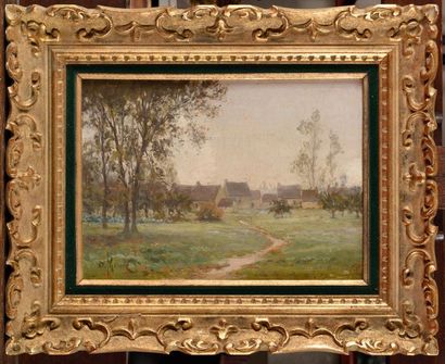 null Oscar Louis MASCRÉ (1865-1943) Brumes d'Automne Huile sur panneau Signé en bas...