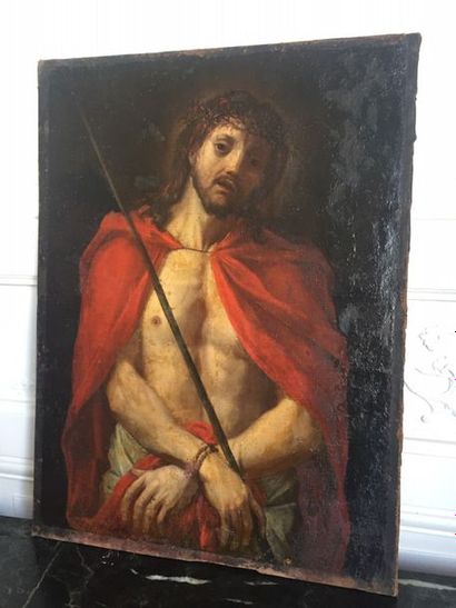 null ECOLE ITALIENNE du XVIIème siècle Ecce Homo Huile sur toile 72,5 x 53,5 cm ...
