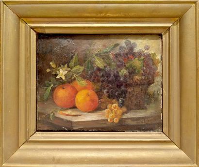 null Alexandre LALLEMAND (1892-1963) Nature morte aux oranges et raisins Huile sur...