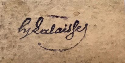 null Hippolyte LALAISSE (1810-1884) Lévrier assis Aquarelle sur papier Signé au dos...