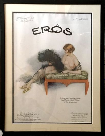 null - Louis ICART (1888-1950) Femme étendue sur une fourrure Gravure Signée en bas...