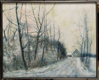 null Bernard GANTNER (1928-2018) Paysage d'hiver Huile sur toile Signée en bas à...