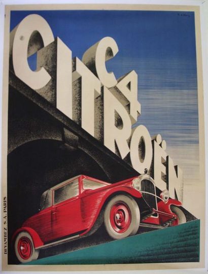  Roger de Valerio ( Roger Laviron, 1886-1951) 
Citroën C4 
Affiche lithographique...