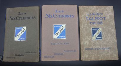 Notices pour automobiles Talbot 6, 8 cylindres...