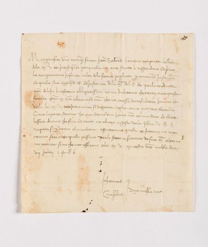 null MELFI (Giovanni Caràcciolo, duc de). Lettre autographe signée, en italien, à...