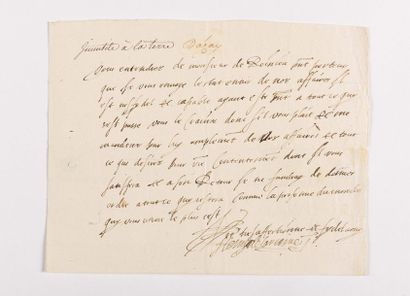 null GUISE (Henri de Lorraine, duc de). Lettre signée à Guy de Lansac. S.d. 1p....