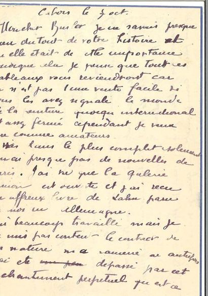 null DERAIN (André). Lettre autographe signée à l’historien et critique d’art Adolphe...
