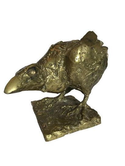 null PIERRE CLAVARET (1927-1995) L’oiseau Bronze doré Signé. Numéroté 6/10 Cachet...