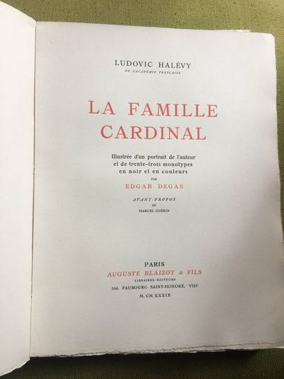 null HALÉVY, Ludovic La Famille Cardinal. Paris, Blaizot, 1938 1 vol. en feuilles,...